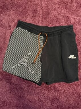 Nike Black Sweat Shorts with White Jumpman Logo/WaveLengths Pattern